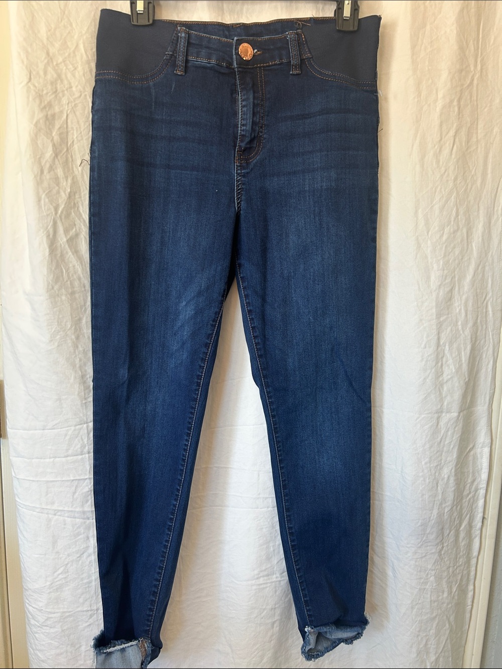 Dark Blue Skinny Maternity Jeans with Stretch Waistband